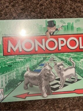 Hasbro Monopoly Board Game - Green, Red, Silver